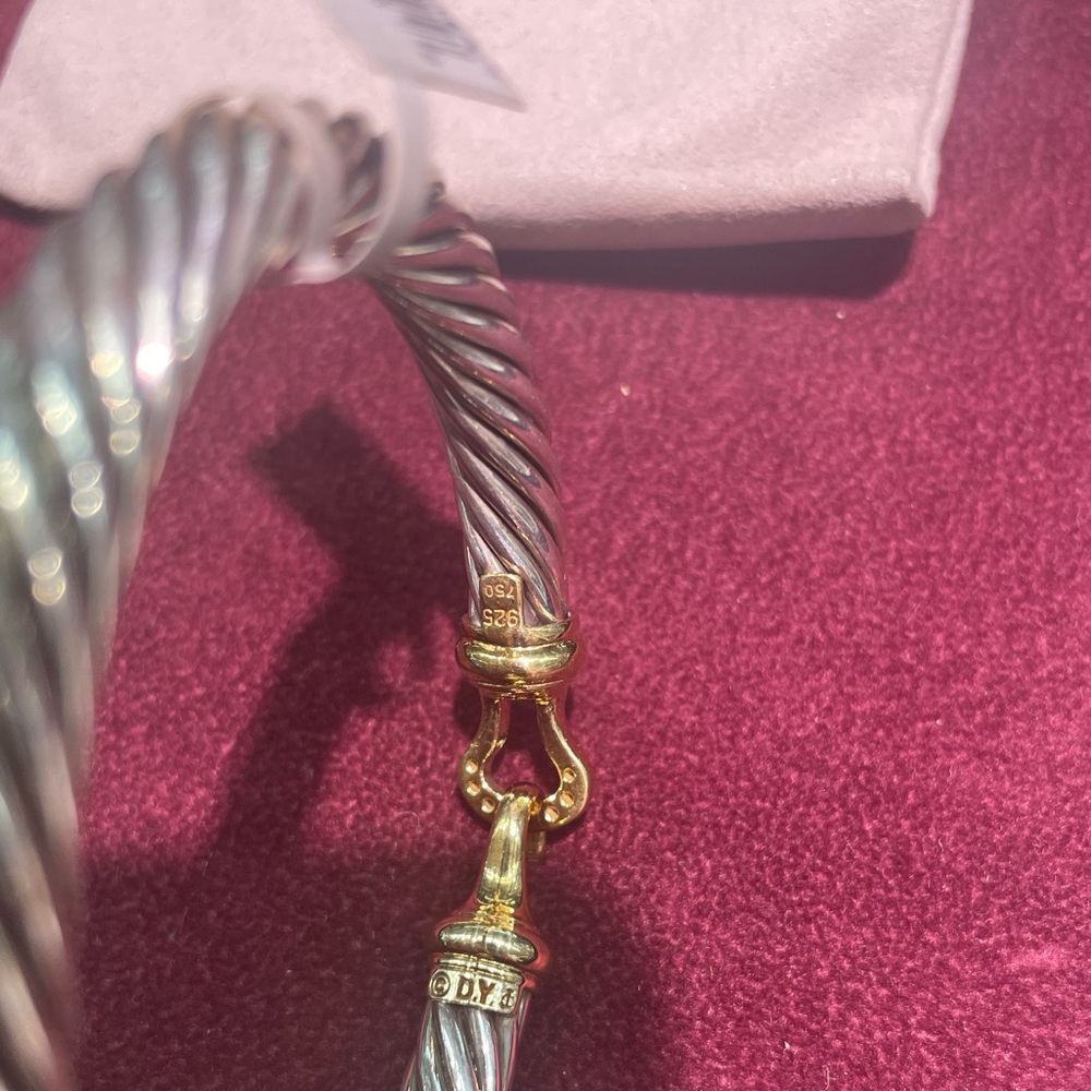 David Yurman buckle bracelet / bangle - silver, 18k gold, and diamonds - Picture 13 of 15